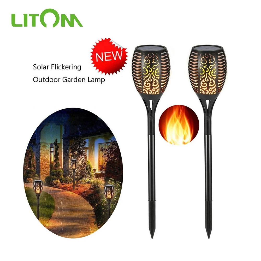 

LITOM LED Solar Garden Light Outdoor Solar Light Waterproof Flickering Flame Torches Lawn Lamp For Garden Pathway Decoration