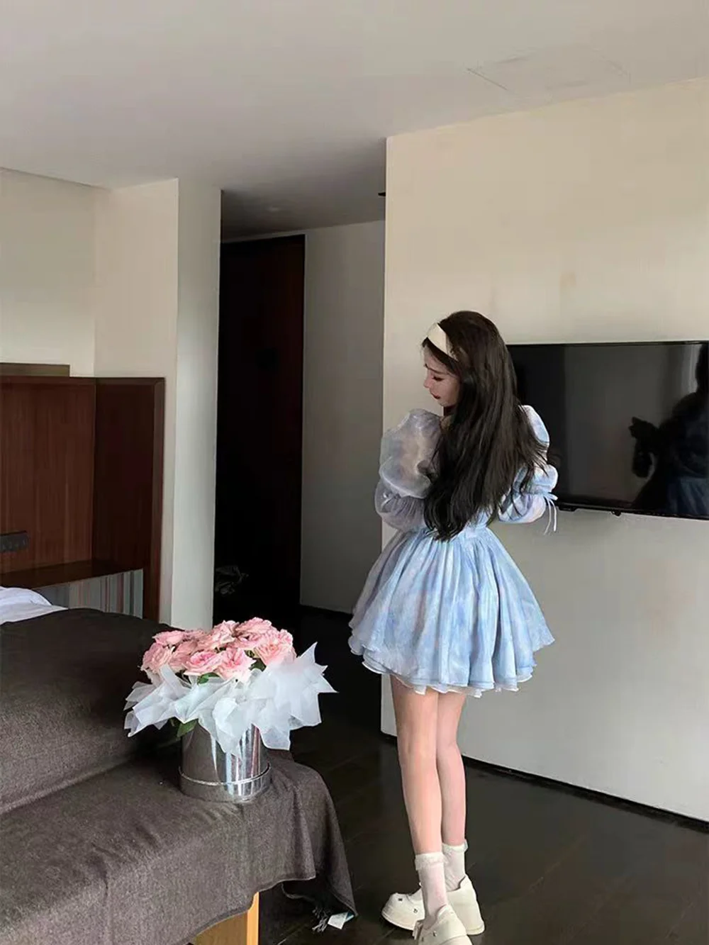 Платье с пышными рукавами цвет в ассортименте