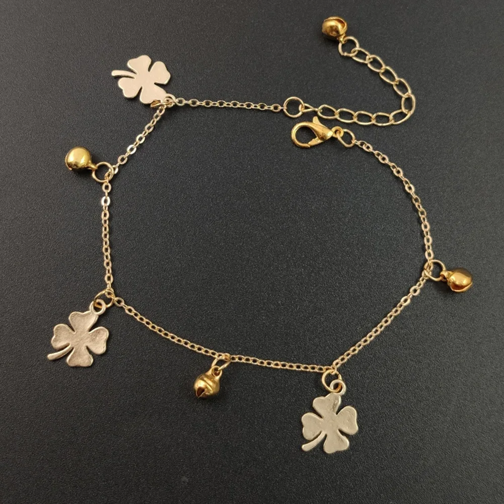 

Bohemian Anklet For Women Barefoot Sandals Bracelet Gold Color Lucky Clover Bell Anklets Women Jewelry Summer Accessories