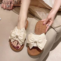 summer outdoor slippers with bow cute flip flops beach slippers fashion all match casual ladies slippers new 2022
