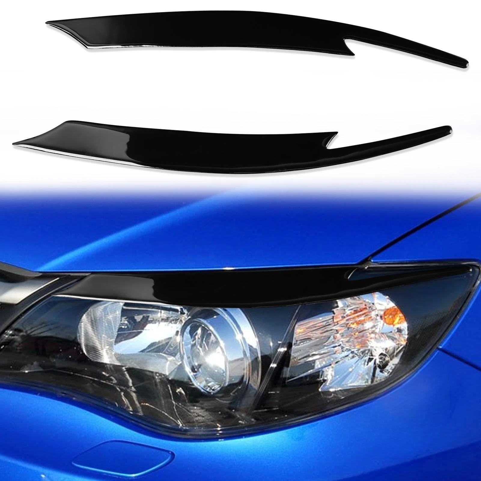 

For Subaru Impreza WRX STI 10th 2008-2011 Car Headlight Eyebrow Eyelid Cover Trim ABS Piano Black Pegatinas Para Coche Exterior