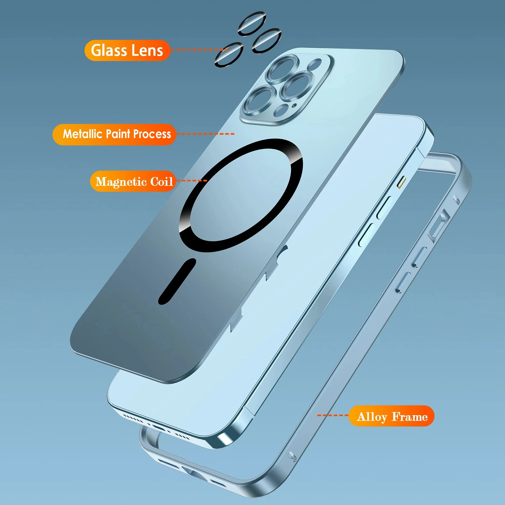 

Алюминиевая крышка Pro зарядный магнитный металлический Max Рамка для Iphone для стекла Беспроводной защитный 13 чехол для объектива 12 бампер Magsafe...