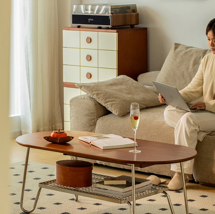 Маленький чайный столик Huxing из нержавеющей стали в винтажном стиле массива