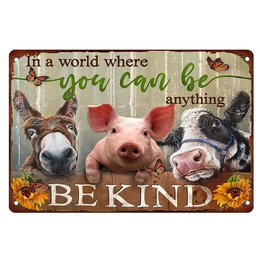 

Cow Pig Donkey Signs Wall Art Retro Metal Tin Sign,Vintage Sign,Home Wall Decor,Home Decor,Room Decor,Wall Art Decor,Farm Decor