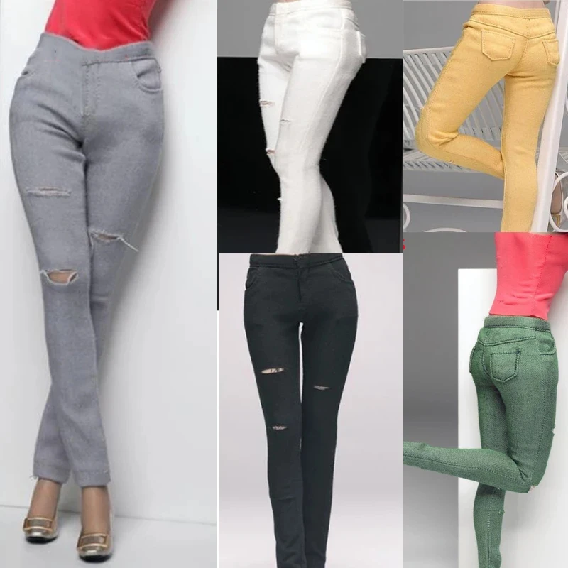 

5 Colors CCTOYS CC025 1/6 Scale Casual Jeans Women Leisure Hole Tight Pants Slim-fit Jeans Trousers for 12 inches Action Figure