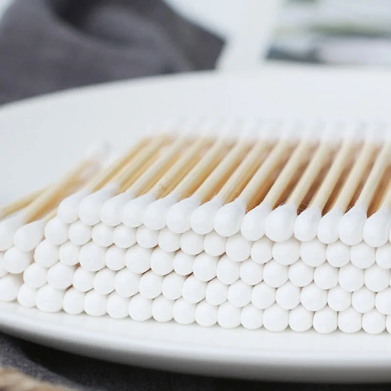 200 шт. одноразовые ватные палочки бамбуковые крафт-бумага в упаковке для ушей