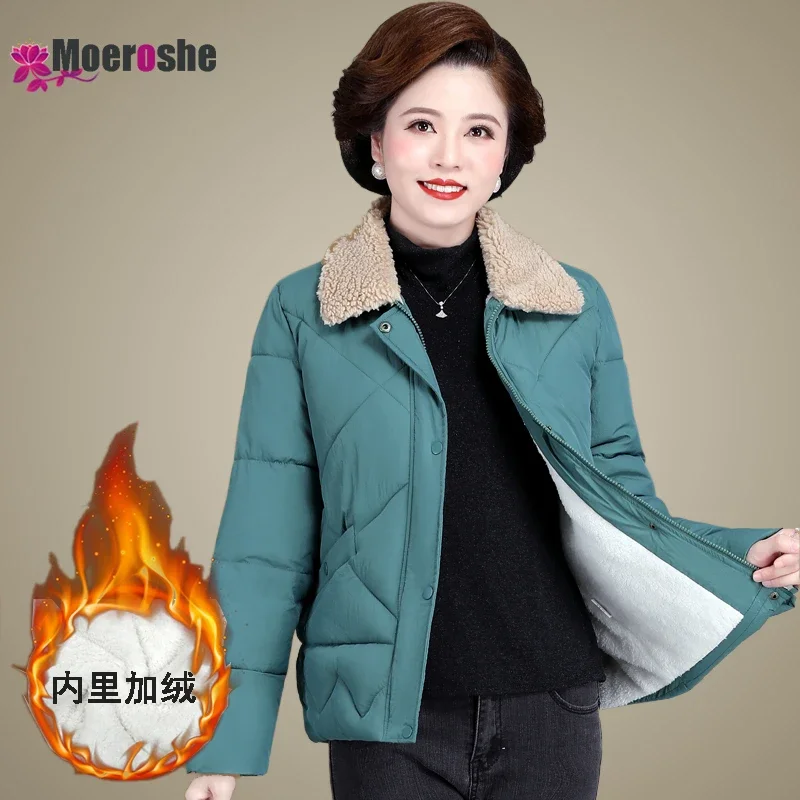 

Moeroshe Middle-aged Mother Warm Cotton-padded Short Autumn and Winter Coat Women Jackets Winter Coat Jacket
