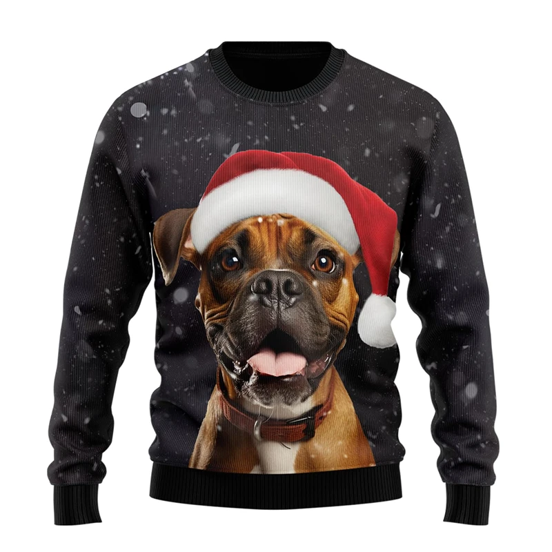 Уродливый рождественский свитер с собакой для мужчин снежная ночь женский