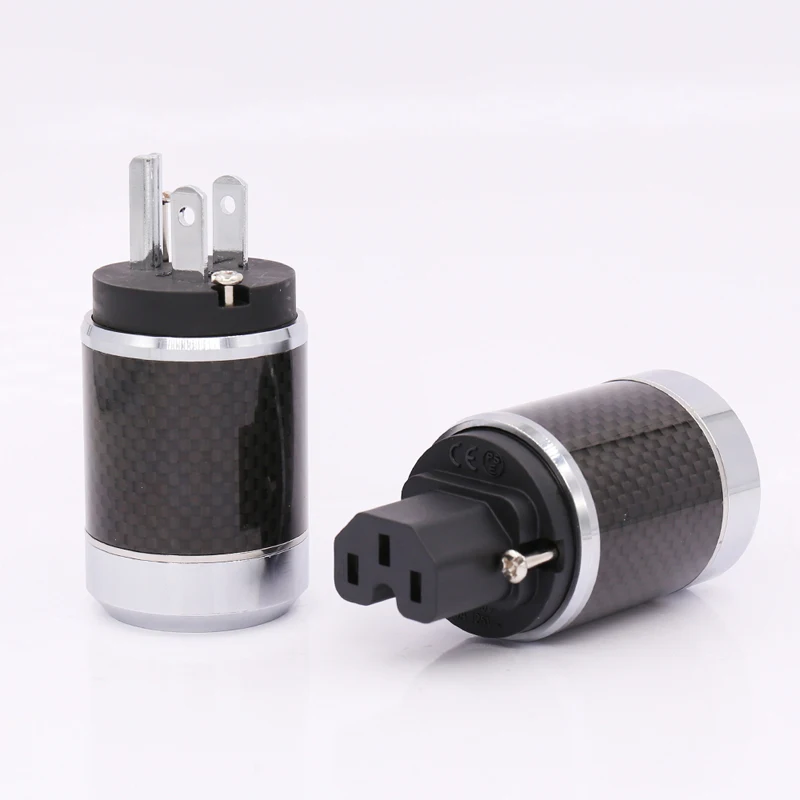 

One Pair Rhodium Plated Carbon Fiber US Power Plug FI-50M(R) +IEC Style