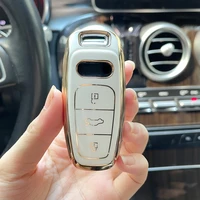 long small plating tpu car key case cover for audi a6 a7 a8 a8l rs 7 rs 6 e tron c8 d5 q7 q8 2018 2019 a3 sportback key holder