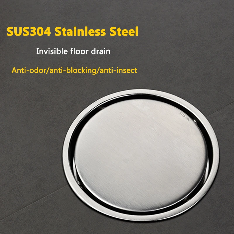 

Круглая сливная решетка для ванной комнаты, сливная решетка из нержавеющей стали 304, сетчатый фильтр для пола 11x11 см, невидимый наполнитель д...