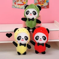 exquisite plush doll lovely key chain pendant collectible diy cartoon soft plush panda toy with bow tie backpack decor kid gifts