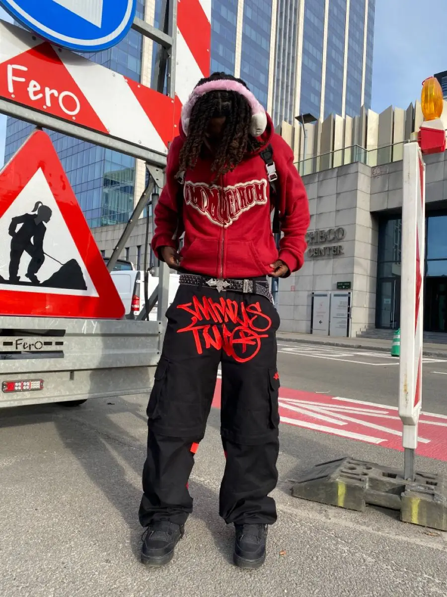 

Minus Two Trend New Hip Hop Print Cargo Pants Y2k Retro Streetwear Pants Harajuku Loose Multi-pocket Men брюки карго Joggers