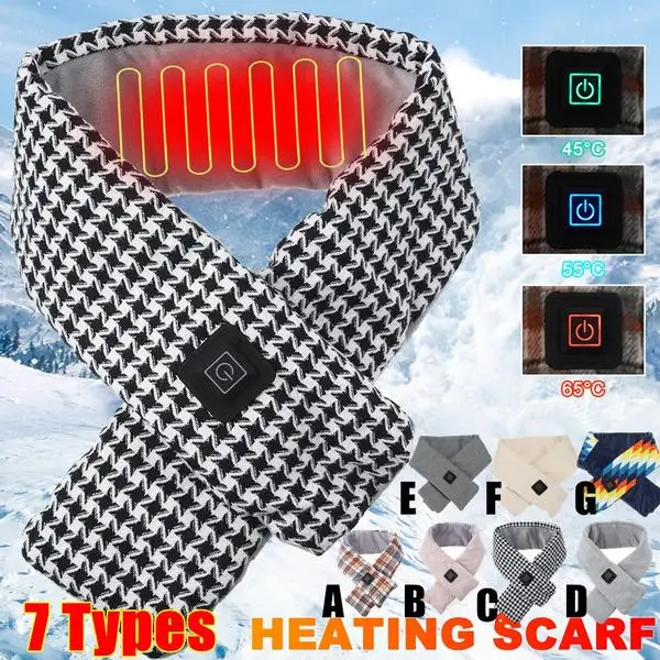 40/55/60℃ Electric Heated Scarf  USB Heating Scarf with Neck Heating Pad Washable Shawl Soft Warm Neck for Men&Women