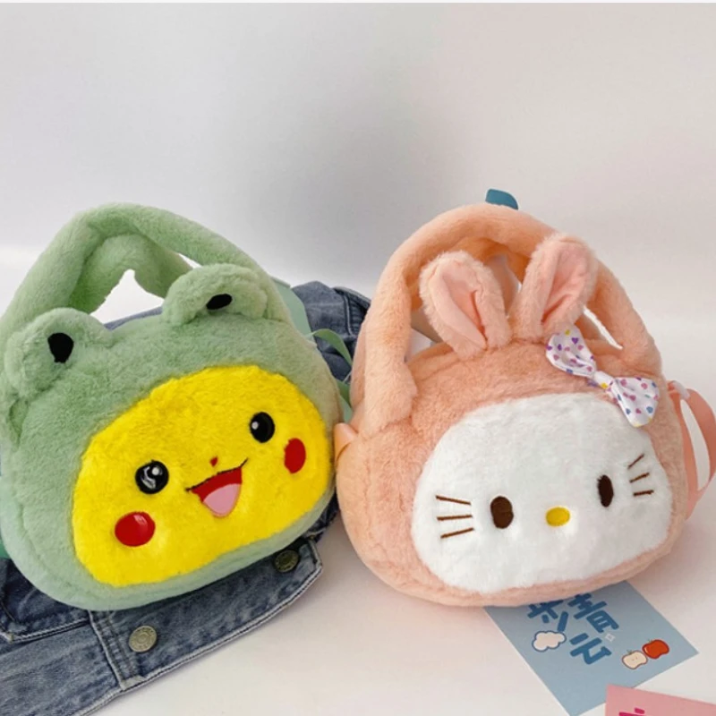 

Pikachu Hello Kitty Cartoon Plush Toy Girl's Bag