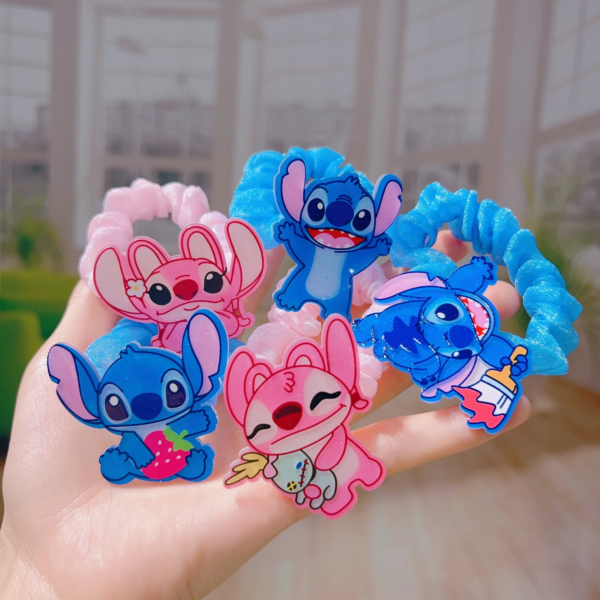 

5pcs Disney Anime Lilo & Stitch Hair Bands Kawaii Stitch Angle Cartoon Rubber Band Hair Accessoires Girl Gifts Toy Wholesale