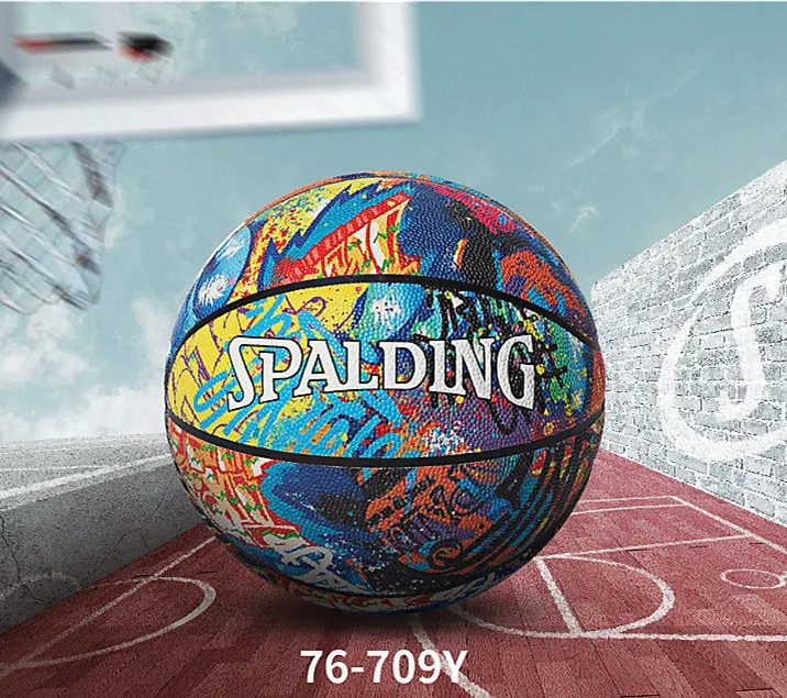 Spalding Colorful Graffiti basketball limited edition 76-709Y PU leather Indoor outdoor match train basketball ball size 7