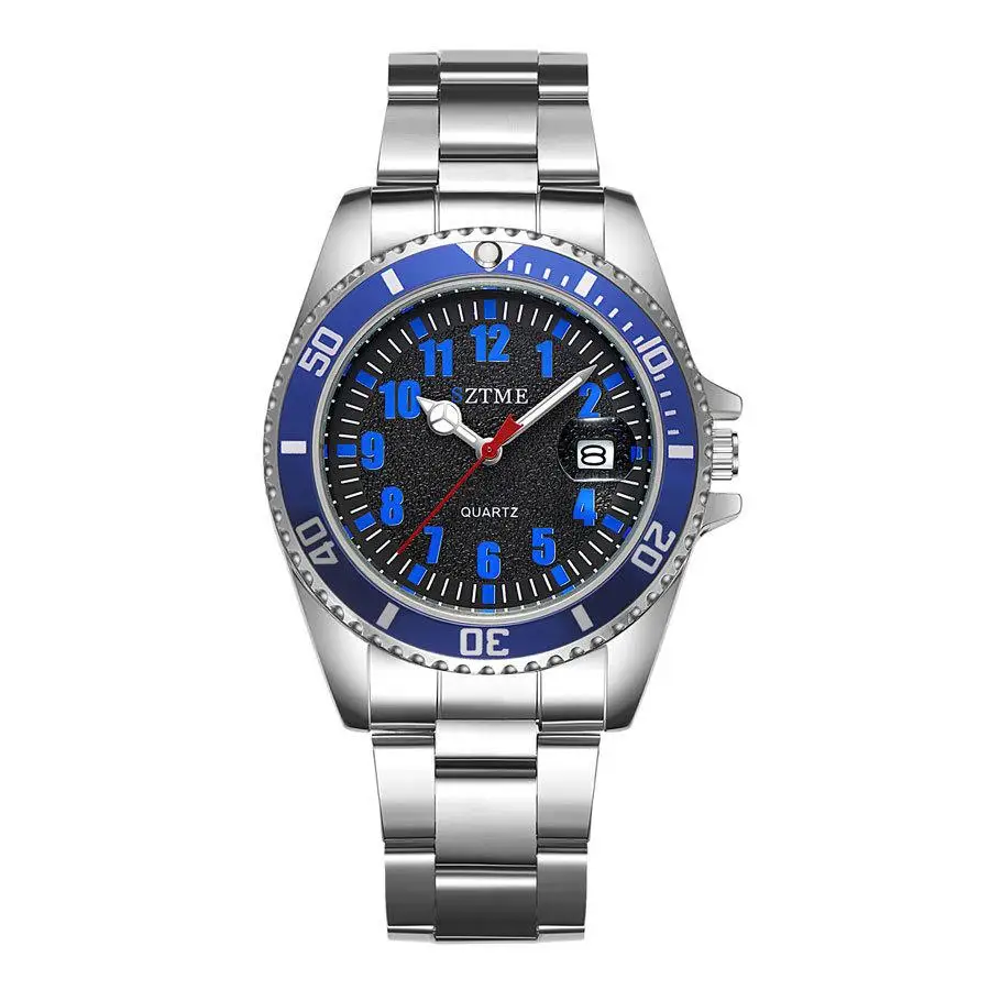 Новые мужские модные часы со стальным ремнем светящаяся функция указателя и