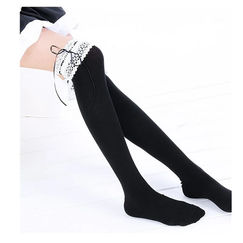 Японские милые кружевные женские высокие носки выше колена в стиле колледжа с