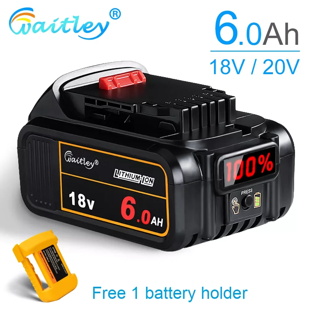 

Новый запасной литий-ионный аккумулятор Waitley DCB200 18 в 6 Ач, совместимый с Dewalt, 18-вольтовый макс. XR, электроинструменты, литиевые батареи