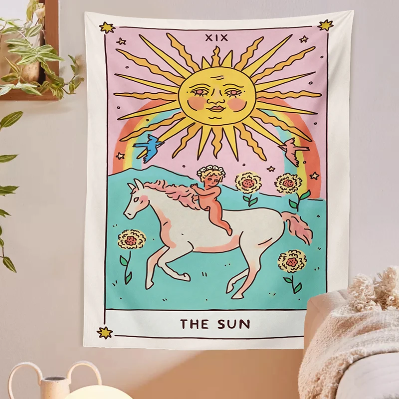 Гобелен с карточками Таро настенный подвесной солнце гадания домашний декор