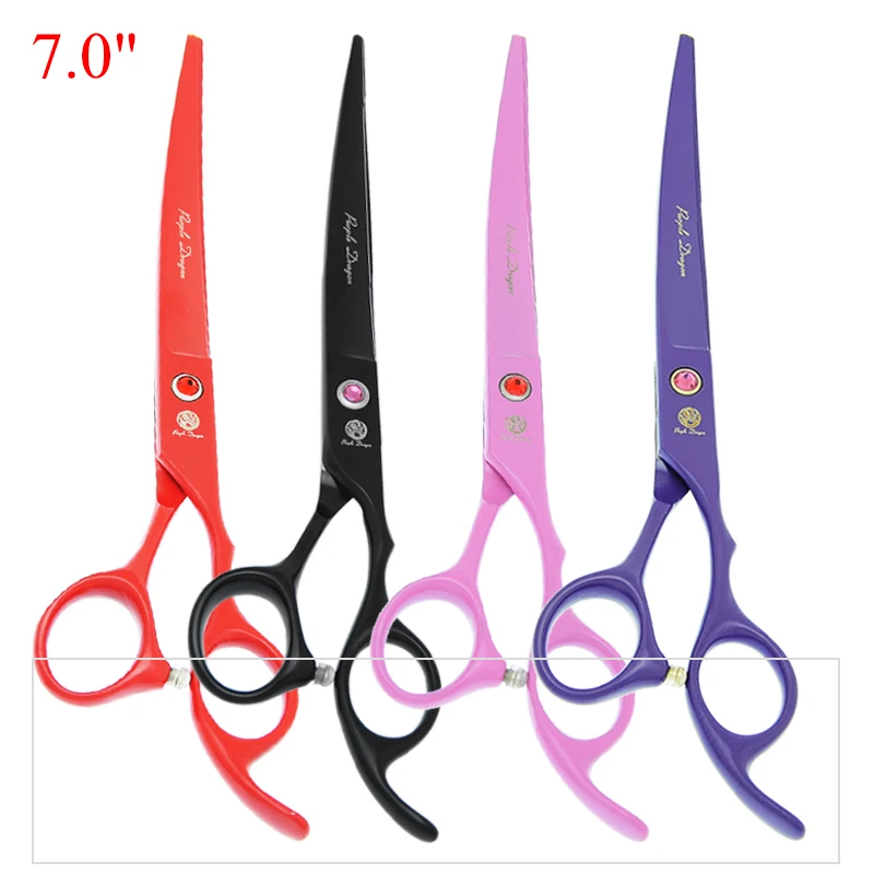 

7 inch Purple Dragon Pet Scissors Sharp Edge Animals Grooming Shears Straight Curved Thinning Dog Cat Haircut Scissors B0036B