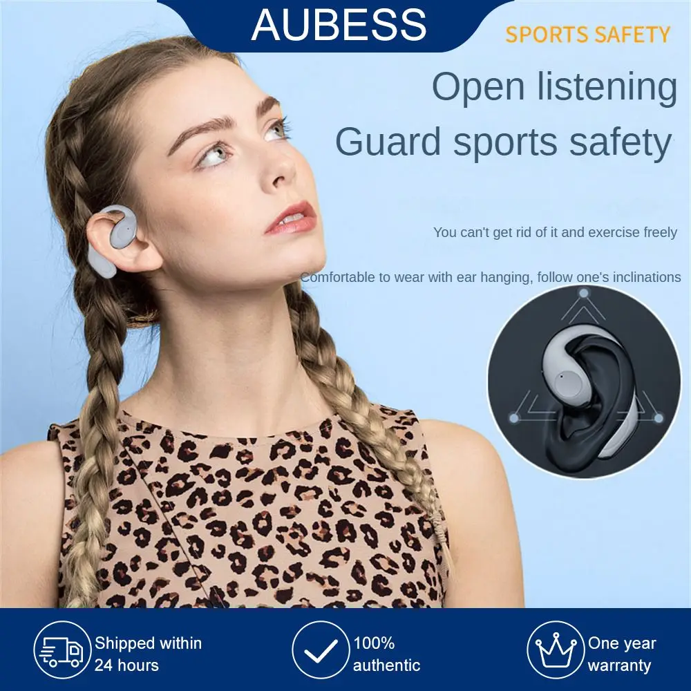 

Music Headset Real-time Visible Power Black Earphone Ear-hanging Type Not In-ear Headset Audio Devices Long Life Ms02