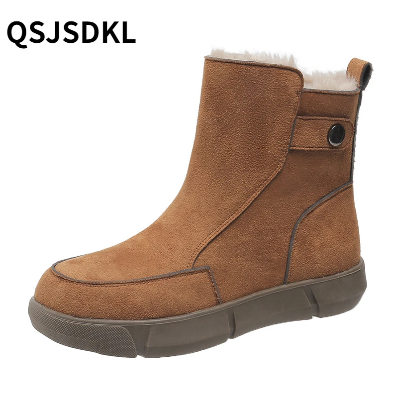 

Snow Boots Women 2022 New In Waterproof Thick Plush Platform Ankle Boots Woman Thick Bottom Warm Cotton Padded Botas De Mujer