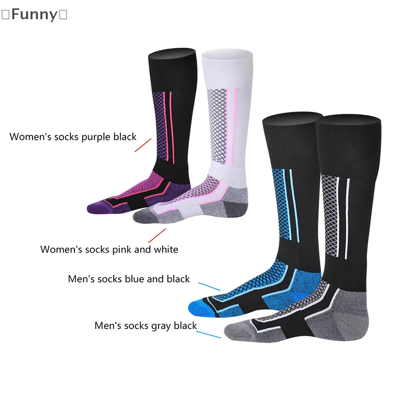 OficialFunnyezione1 пара зимних теплых утолщенных лыжных носков для спорта на открытом