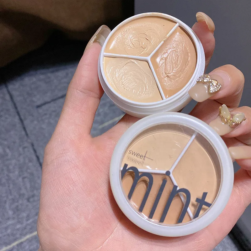 

3-Color Concealer Palette Cream Texture Covers Acne Marks Dark Circles Multifunction Face Makeup Lasting Brighten Face Cosmetics