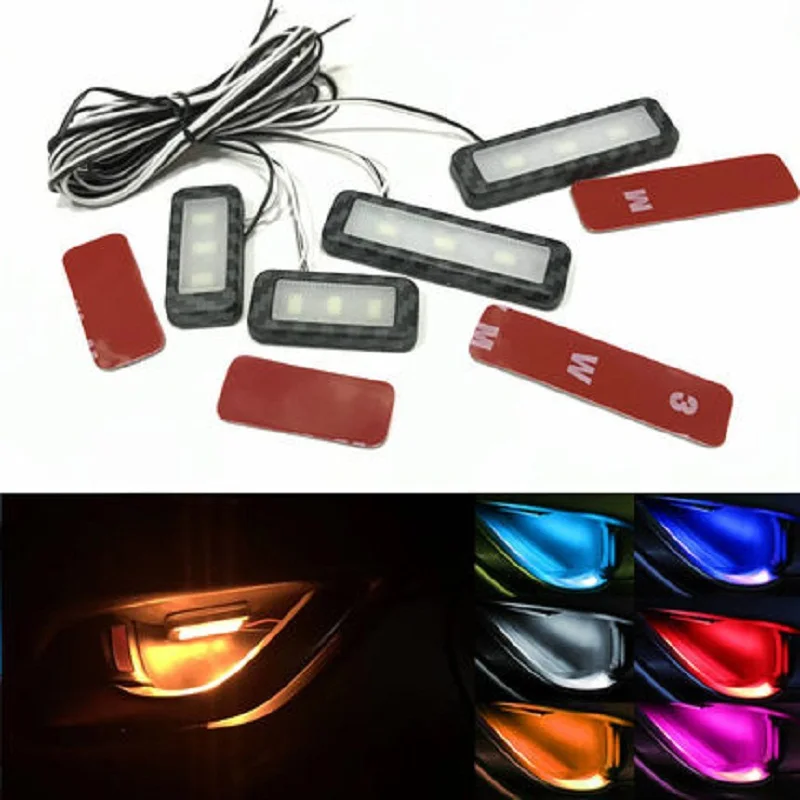 

4Pcs Car Styling Armrest Interior Door Handle Backlight LED Car Inner Bowl Light Universal Auto Atmosphere Lamp Decorative Light