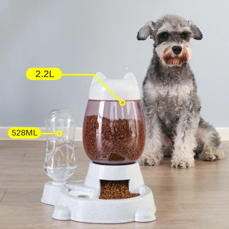 

2.2L Dog Cat Automatic Feeder Pet Feeding Bowl Puppy Feed Water Bottle Kitten Cute Food Container Dog Accessories Pet Supplies