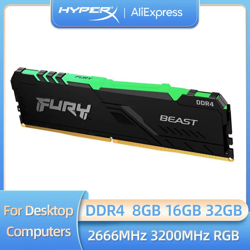Память HyperX FURY RGB DDR4 2666 МГц 3200 МГц 3600 МГц DDR4 DIMM XMP 8 ГБ 16 ГБ 32 ГБ Память ОЗУ 288 pin 1,2 в для настольного компьютера