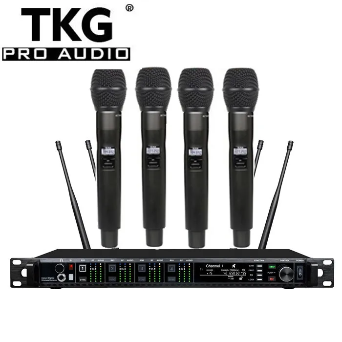 Фото TKG AD4Q 512-937 МГц uhf Беспроводная сценическая звуковая аудиогарнитура петличная беспроводная 4-канальная беспроводная микрофонная система №2