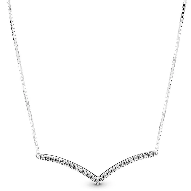 

Authentic 925 Sterling Silver Moments Shimmering Wish With Crystal Necklace For Women Bead Charm Diy Fashion Jewelry