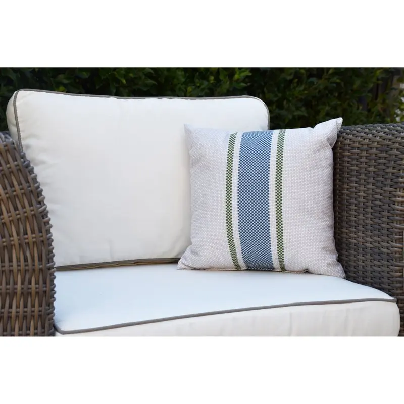 

18" x 18" Grain Sack Outdoor Pillow, Navy Blue 1