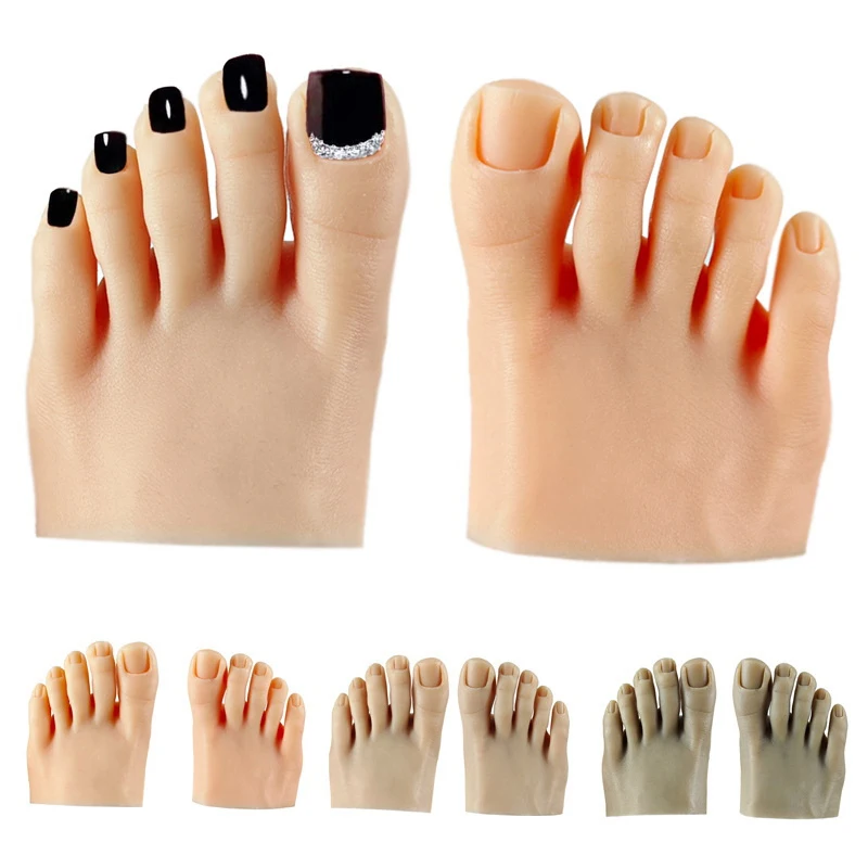 

1PC Nail Practice Foot Mannequin with Fake Toes for Pedicure Training Nail Display Silicone Nail Training Foot Fake Model