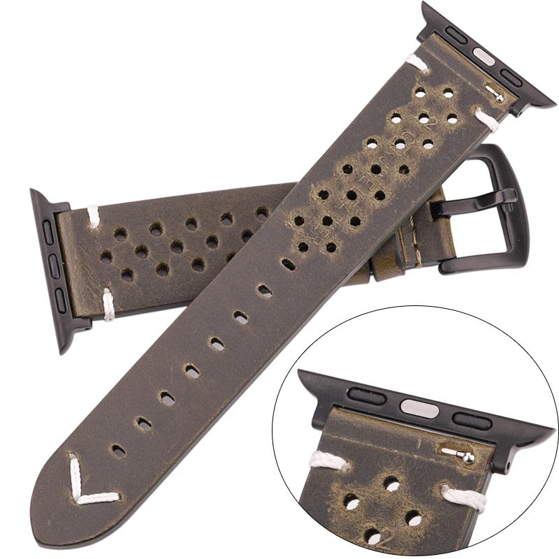 Genuine Leather Strap For Apple Watch Band Serie 7 6 5 4 Se Bracelet 44mm 45mm 40mm 41mm 42mm 38mm Women Men Iwatch Watchband