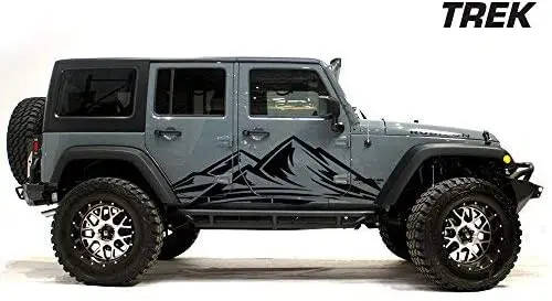 

Фабричное ремесло Trek Side Graphics Kit 3M виниловая наклейка, обмотка, совместимая с Jeep Wrangler 4 Door 2007-2016-матовый черный