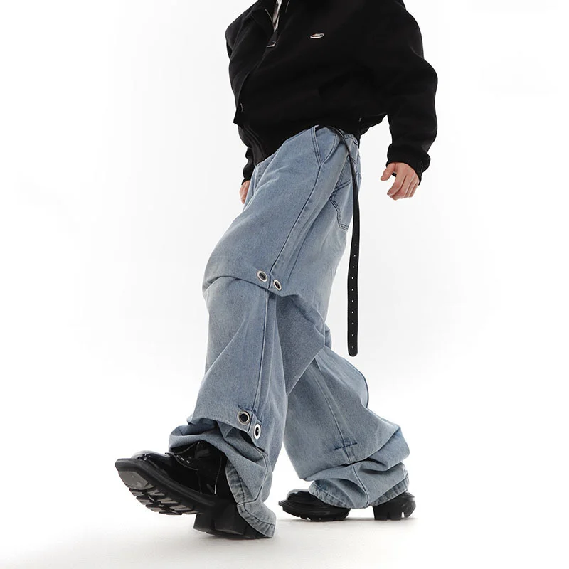 NOYMEI Jean Men Chic Fashion Denim Loose Wide Leg Pants Personalized Spring All-match High Street Casual Full Length Tide WA110