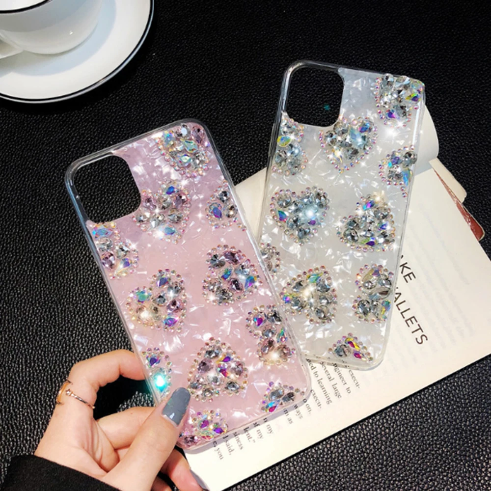 

For iPhone 11 Pro MAX Capa X XS MAX XR 6 6S 7 8 Plus 6 6SPlus SE 2020 diamond Case Glitter Rhinestone Love Heart Phone Case