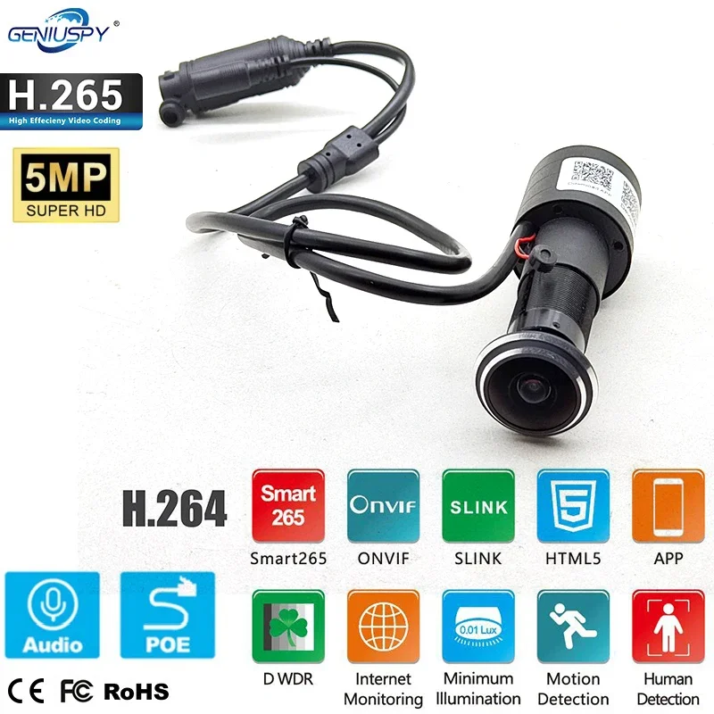 GENIUSPY HD 5MP рыбий глаз IP-камера с аудио
