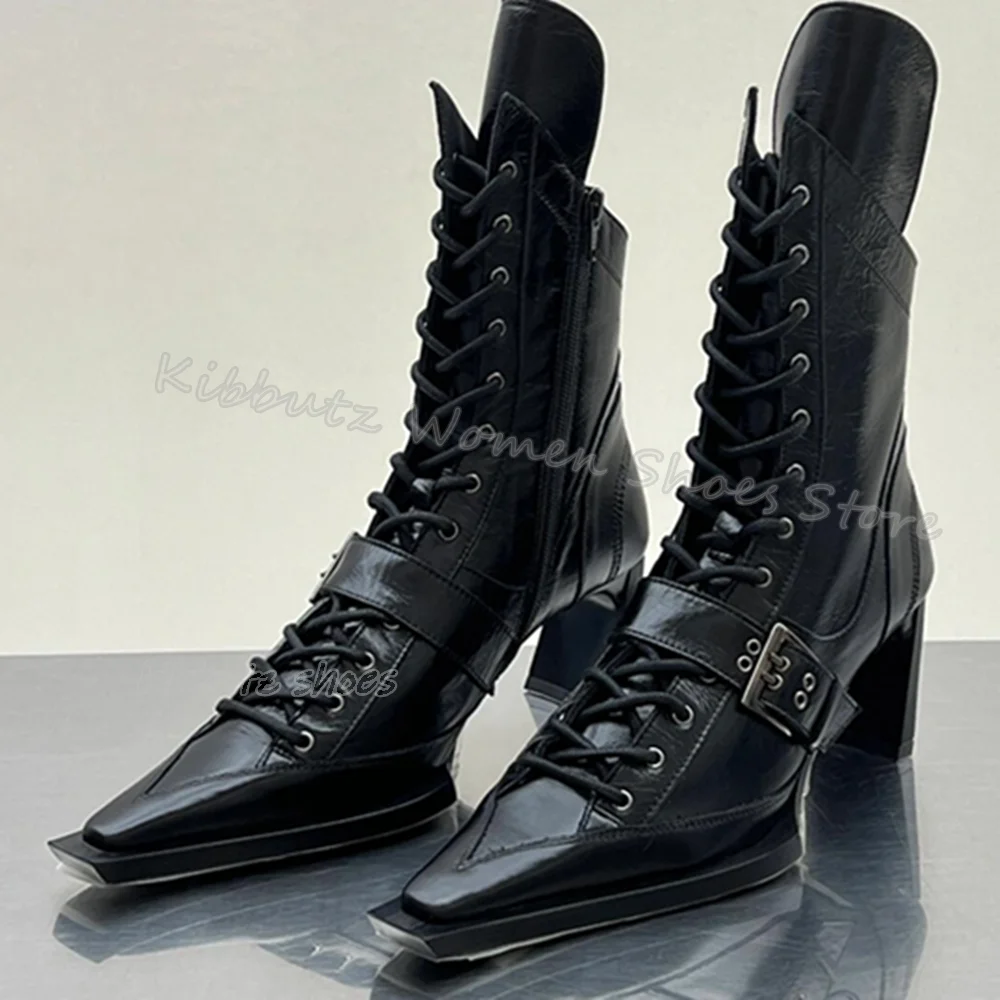 Винтажные ковбойские ботильоны из натуральной кожи на шнуровке элегантная