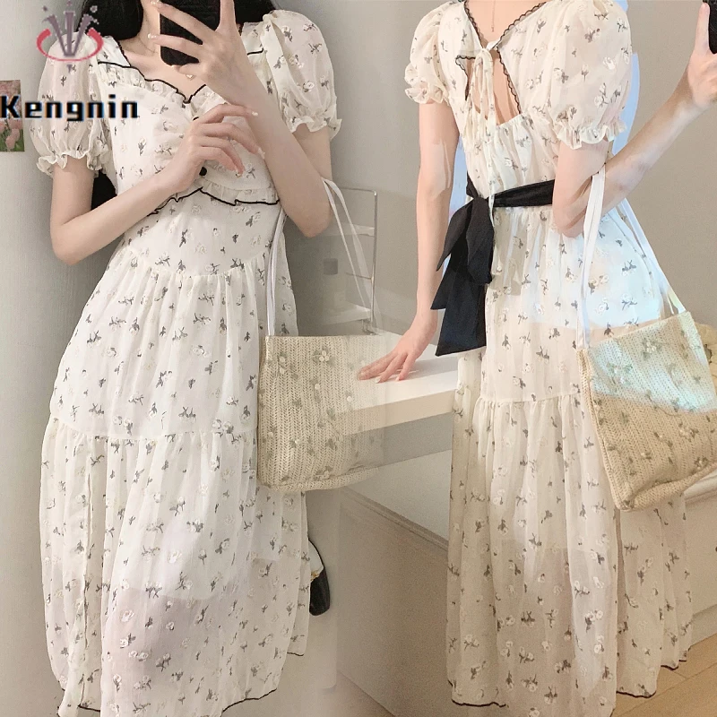 

Женское шифоновое платье с цветочным принтом, свободного покроя