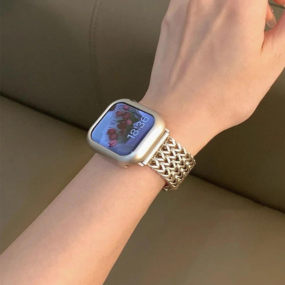 Suitable For Apple Watch Strap Series Ultra 8 7 6 5 4 3 2 1 SE 38mm 40mm 41mm 42mm 44mm 45mm 49mm Women And Men, Stainless Steel