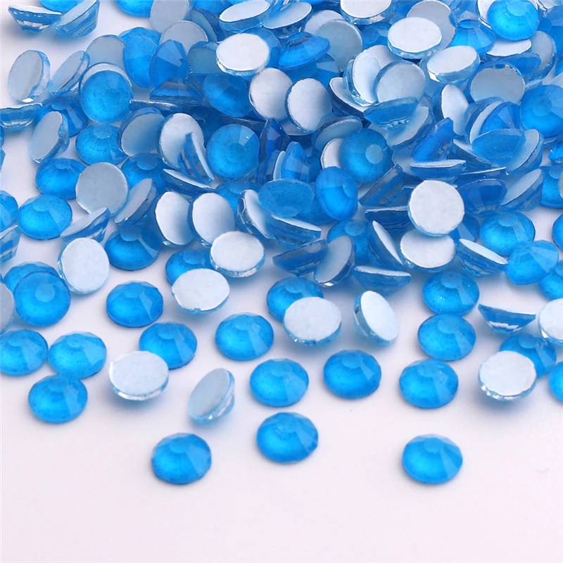 

High Quality SS6-SS30 Neon Blue Glass Flatback Rhinestone Glitter Round Glue On Stones Non Hotfix Rhinestones for DIY Nail Art