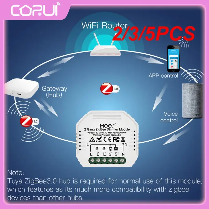 

2/3/5PCS Ac 90-250v Smart Dimmer Module Voice Control Zigbee Switch Mini Dimmable Diy Tuya Switches Switches