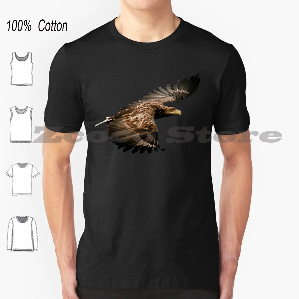 White Tailed Eagle T-Shirt 100% Cotton Men Women Personalized Pattern Bird Eagle White Blue Tailed Fly Yellow Sky Above Aigle