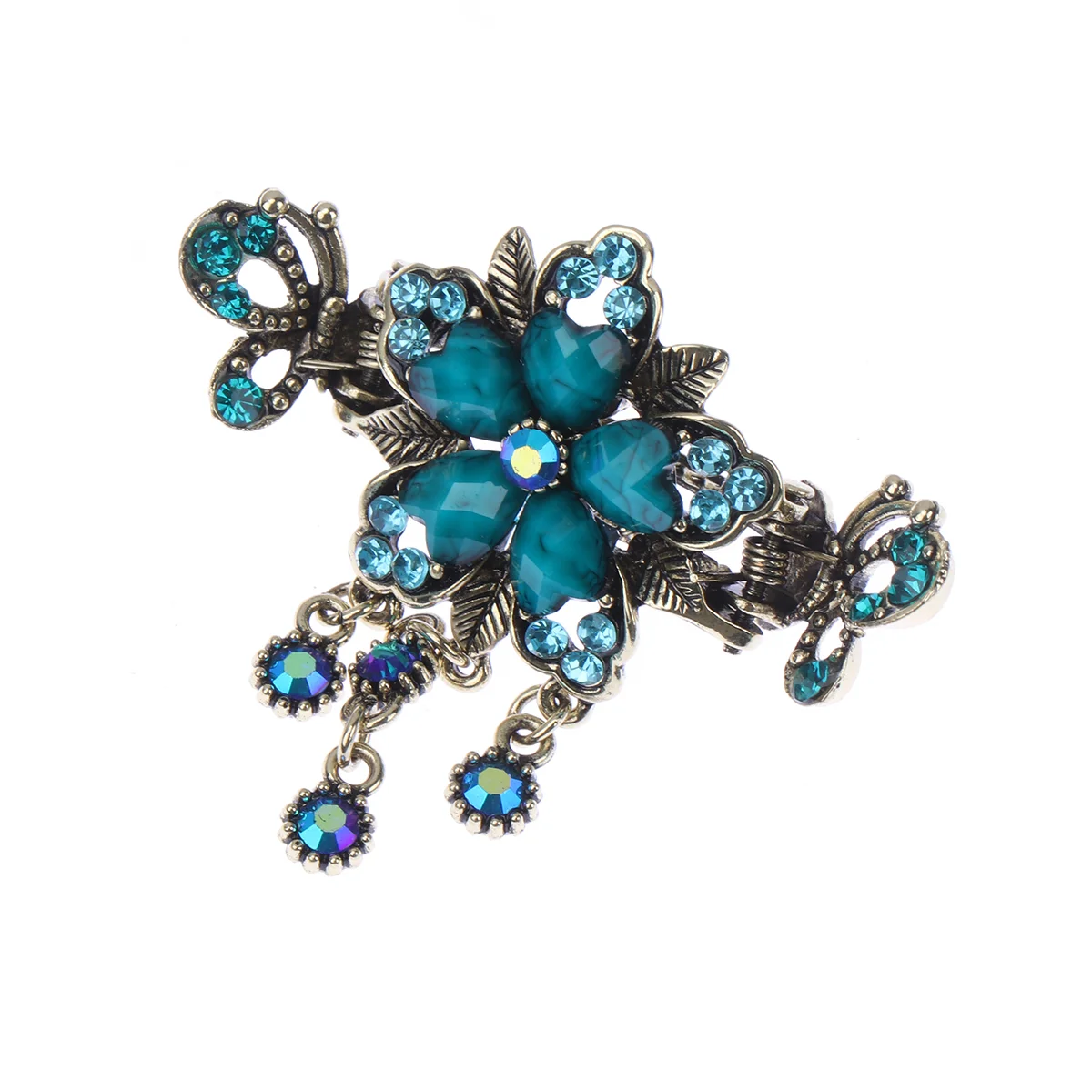 

Girls Hair Clip Catch Jaw Rhinestone Barrettes Plastic Tiara Vintage Ponytail Holder