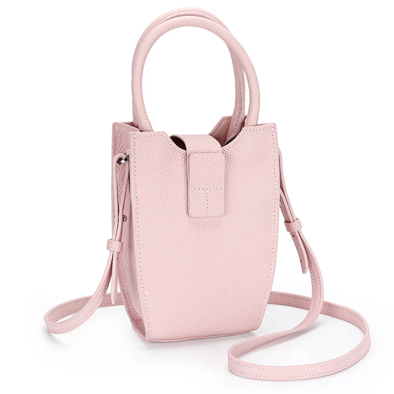 

Ladies New Phone Bag Women Small Bucket Bag Genuine Leather Handheld Shoulder Bag Female Designer Crossbody Bag Purse Sac
